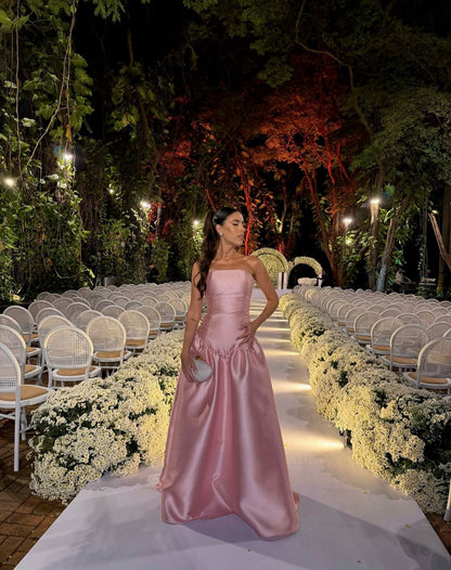 Trägerloses silbernes Vintage-Abendkleid, A-Linie, Geburtstagskleid J9370
