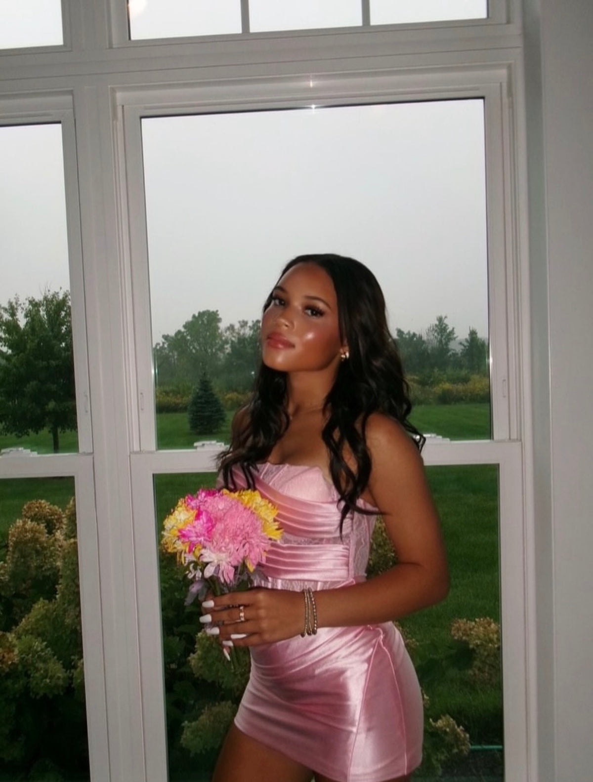 Robe de bal bustier violette en satin avec appliques, robe de soirée formelle J9413