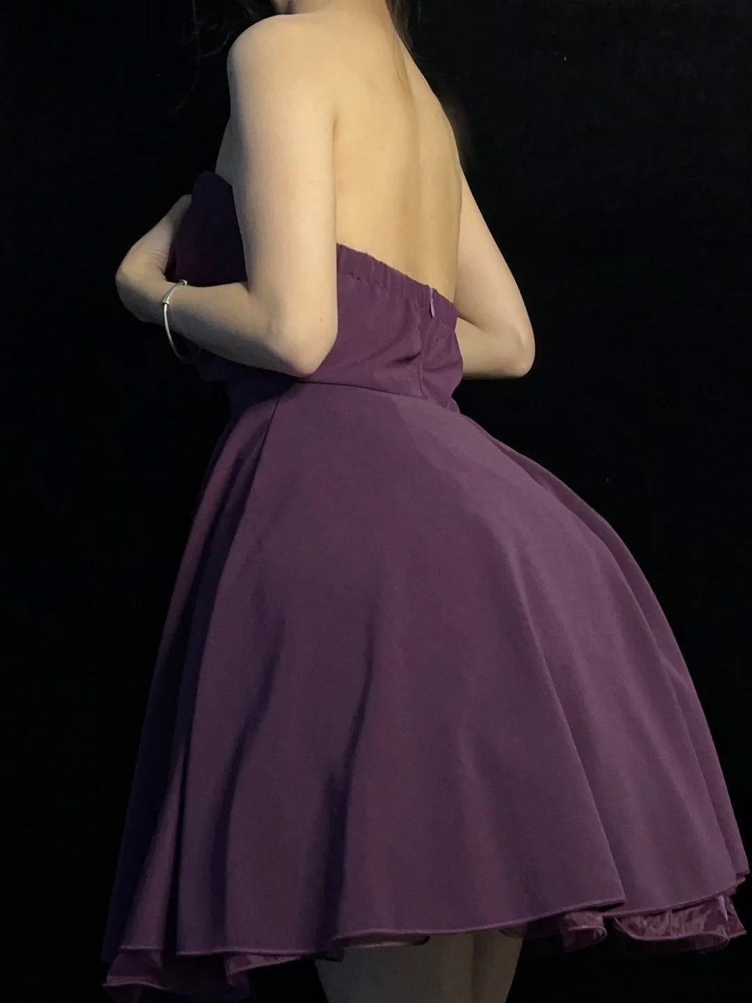 Strapless Purple A Line Homecoming Dress Short Party Dress  J10415