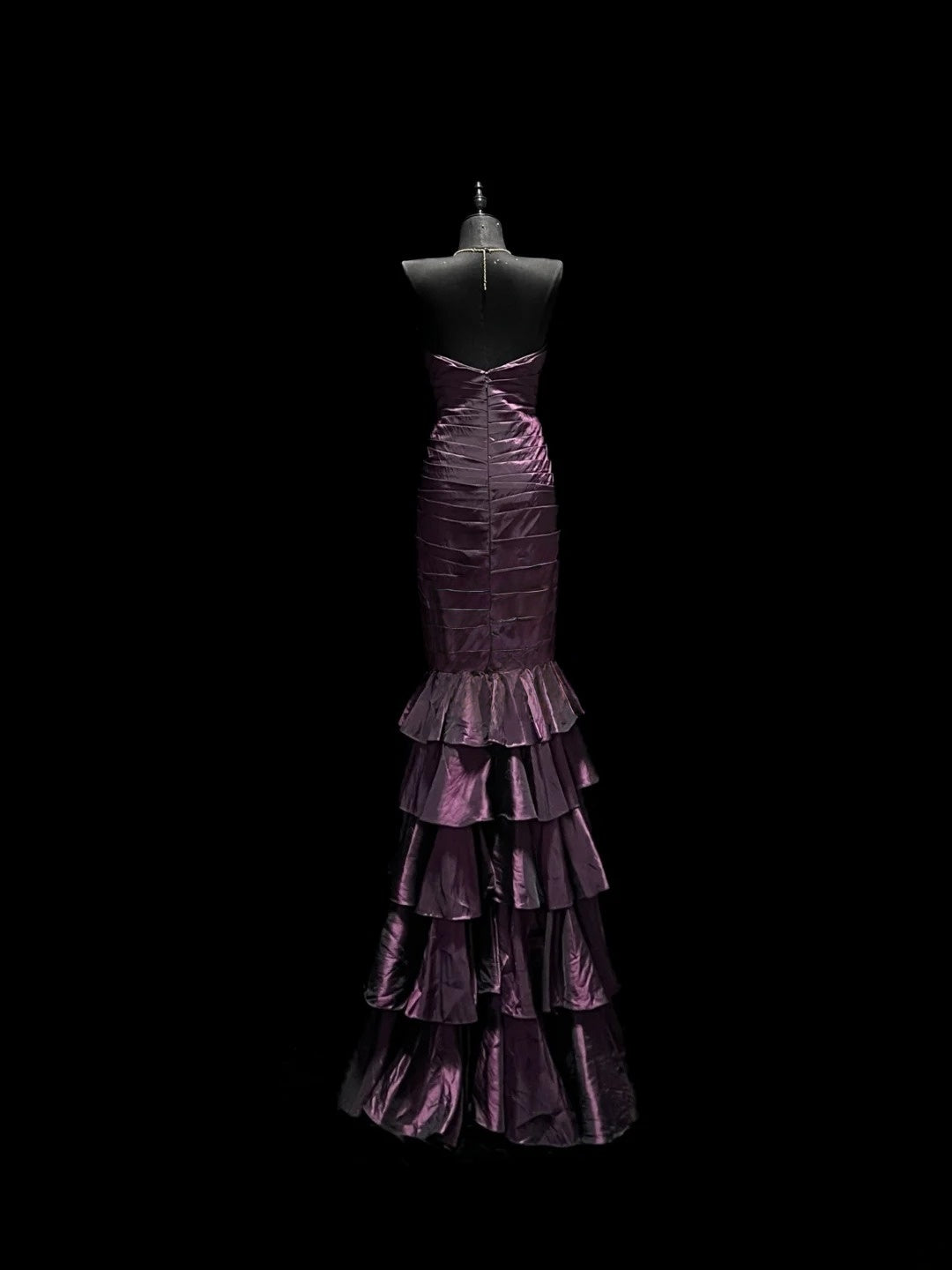 Robe de bal bustier violette en satin avec appliques, robe de soirée formelle J9413