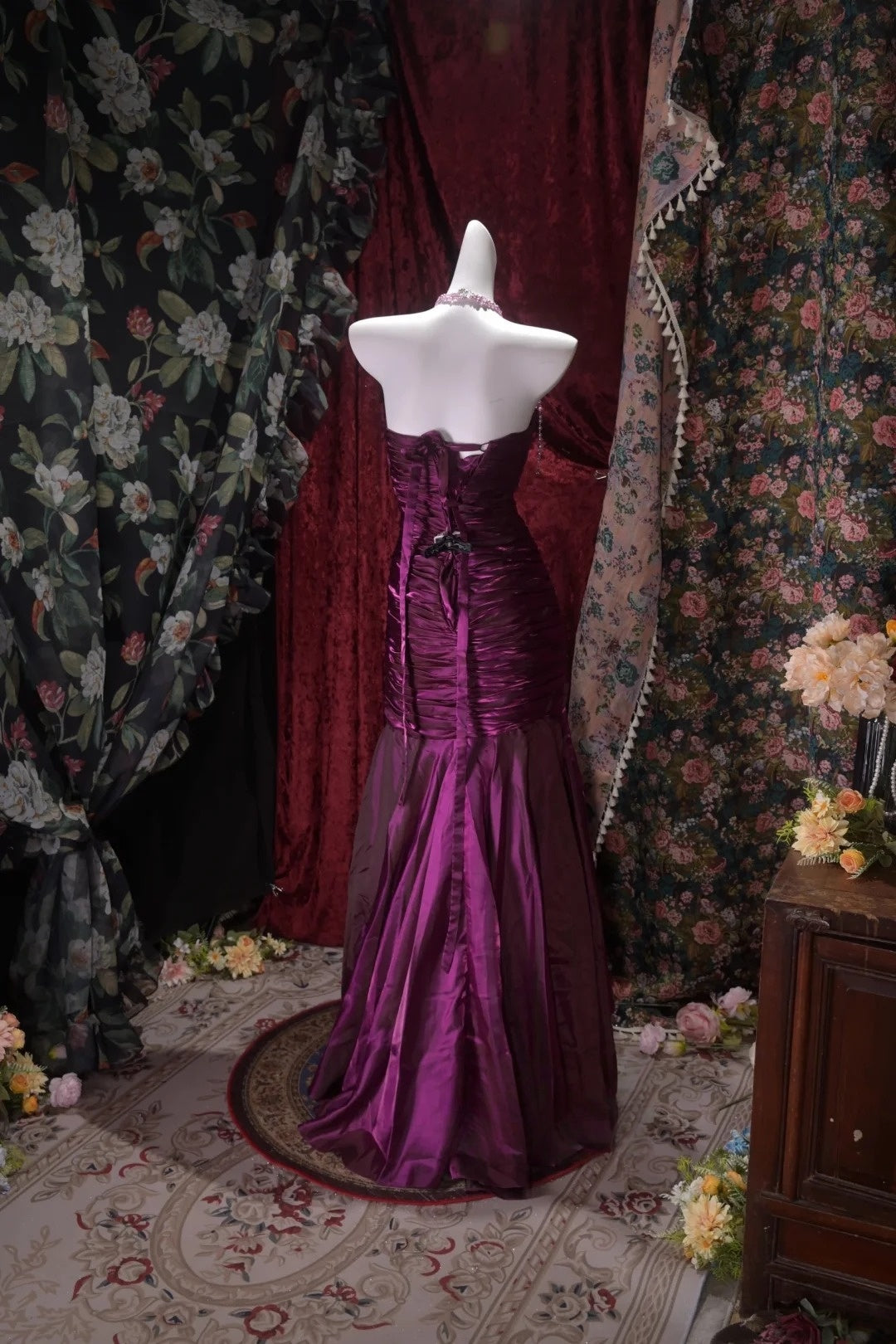Strapless Purple Mermaid Prom Dress Formal Evening Gown  J10576