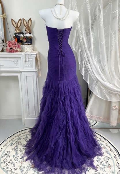 Trägerloses silbernes Vintage-Abendkleid, A-Linie, Geburtstagskleid J9370