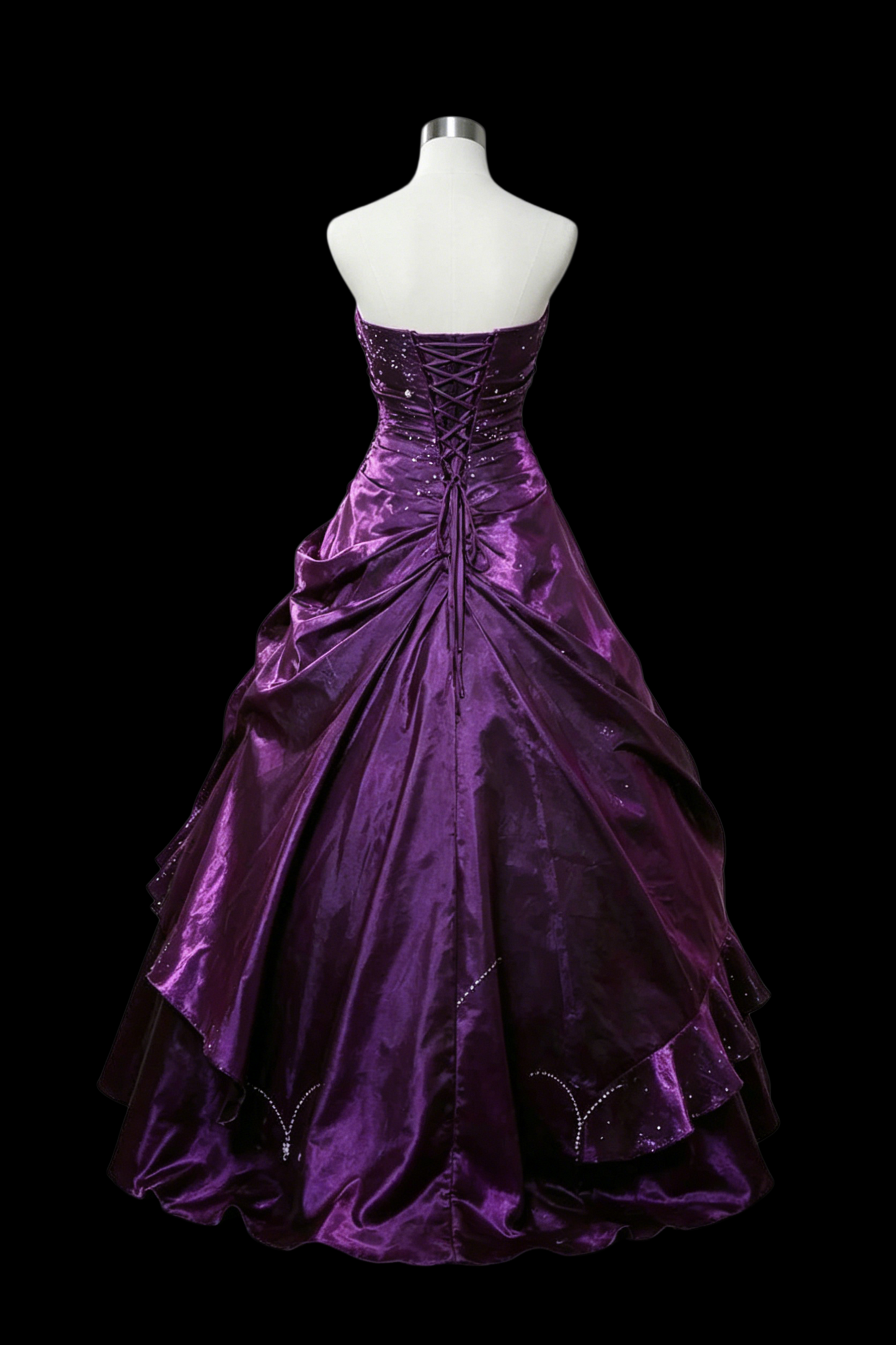 Trägerloses silbernes Vintage-Abendkleid, A-Linie, Geburtstagskleid J9370