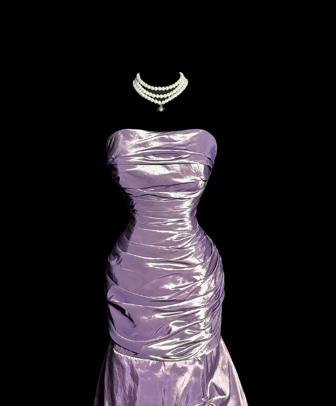 Strapless Purple Satin Prom Dress Mermaid Evening Dress J10708