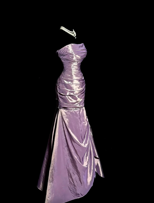 Strapless Purple Satin Prom Dress Mermaid Evening Dress J10708