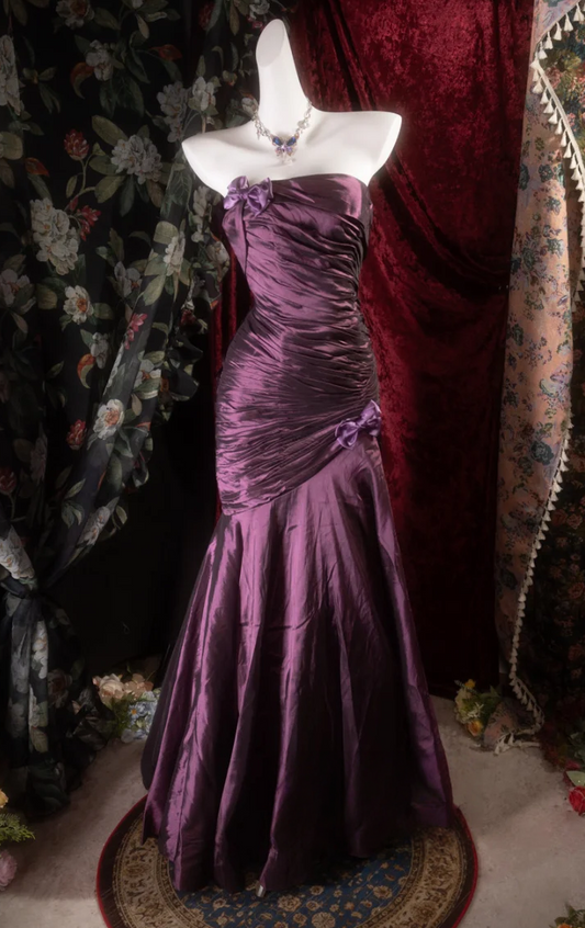 Trägerloses silbernes Vintage-Abendkleid, A-Linie, Geburtstagskleid J9370