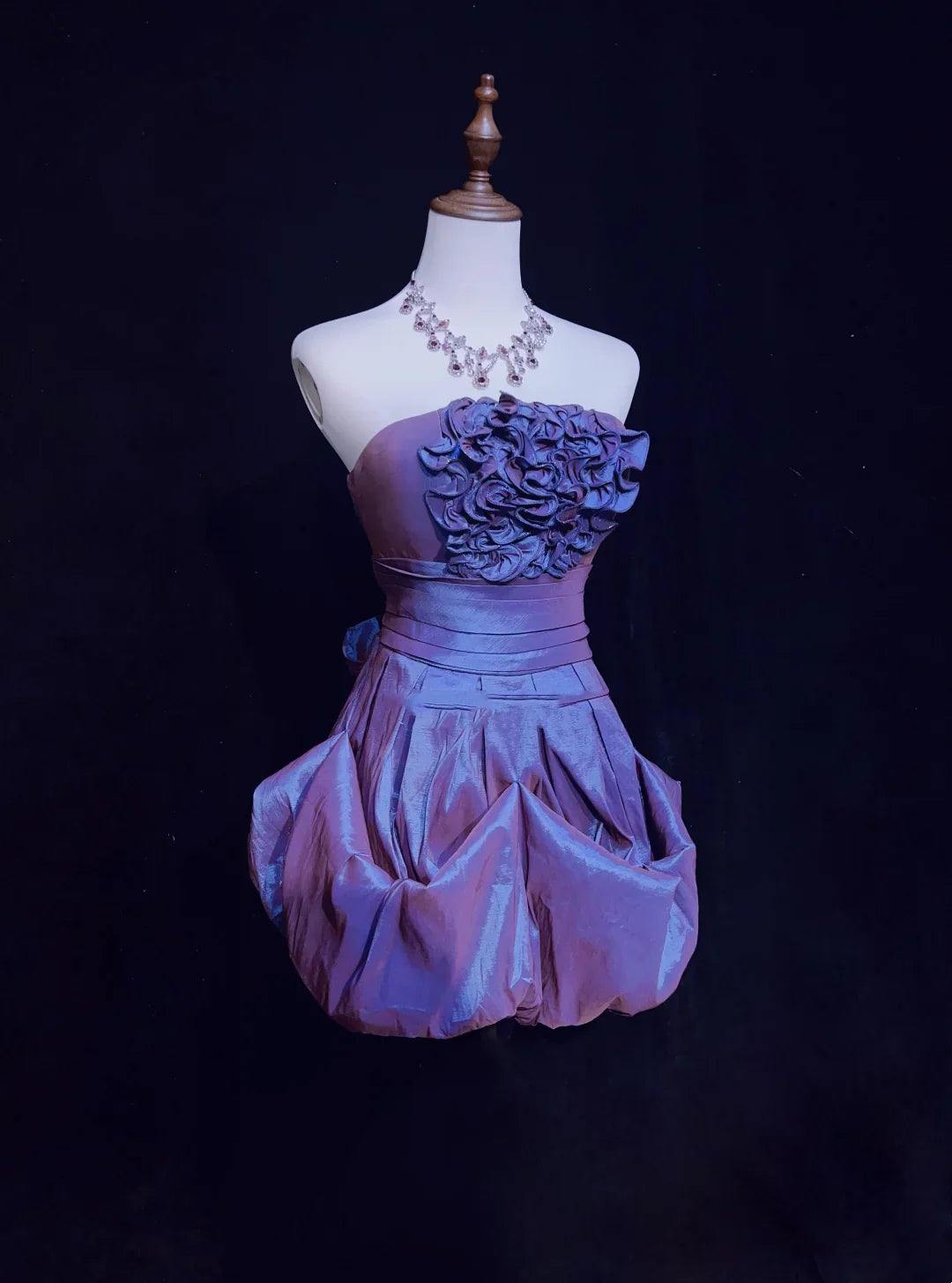 Strapless Purple Taffeta Short Homecoming Dress Cocktail Dress  J11032