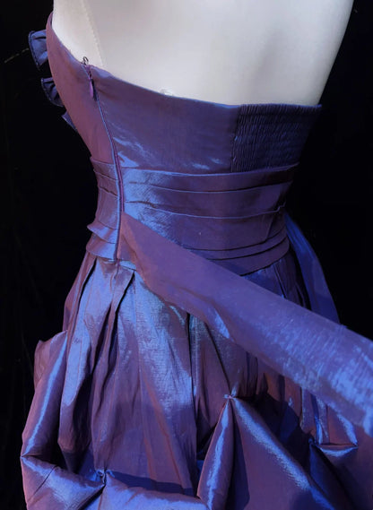 Strapless Purple Taffeta Short Homecoming Dress Cocktail Dress  J11032