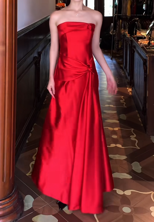 Trägerloses silbernes Vintage-Abendkleid, A-Linie, Geburtstagskleid J9370