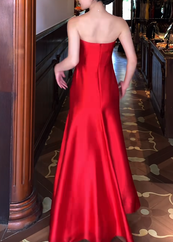 Trägerloses silbernes Vintage-Abendkleid, A-Linie, Geburtstagskleid J9370