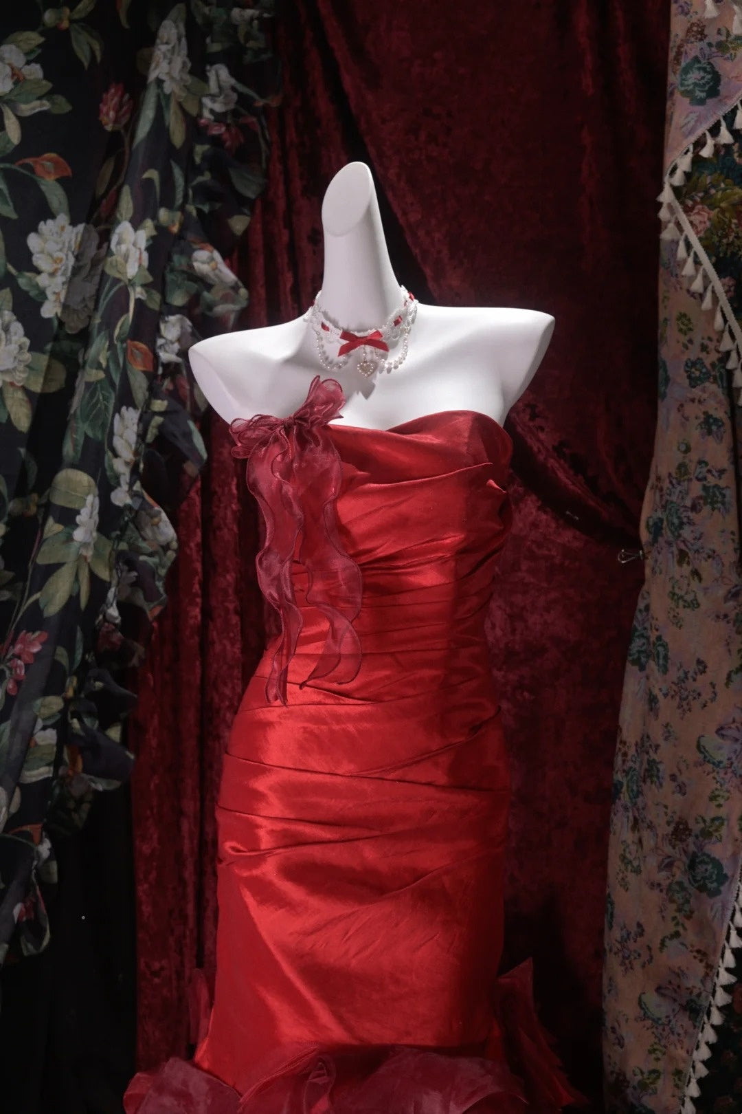 Robe de bal bustier violette en satin avec appliques, robe de soirée formelle J9413