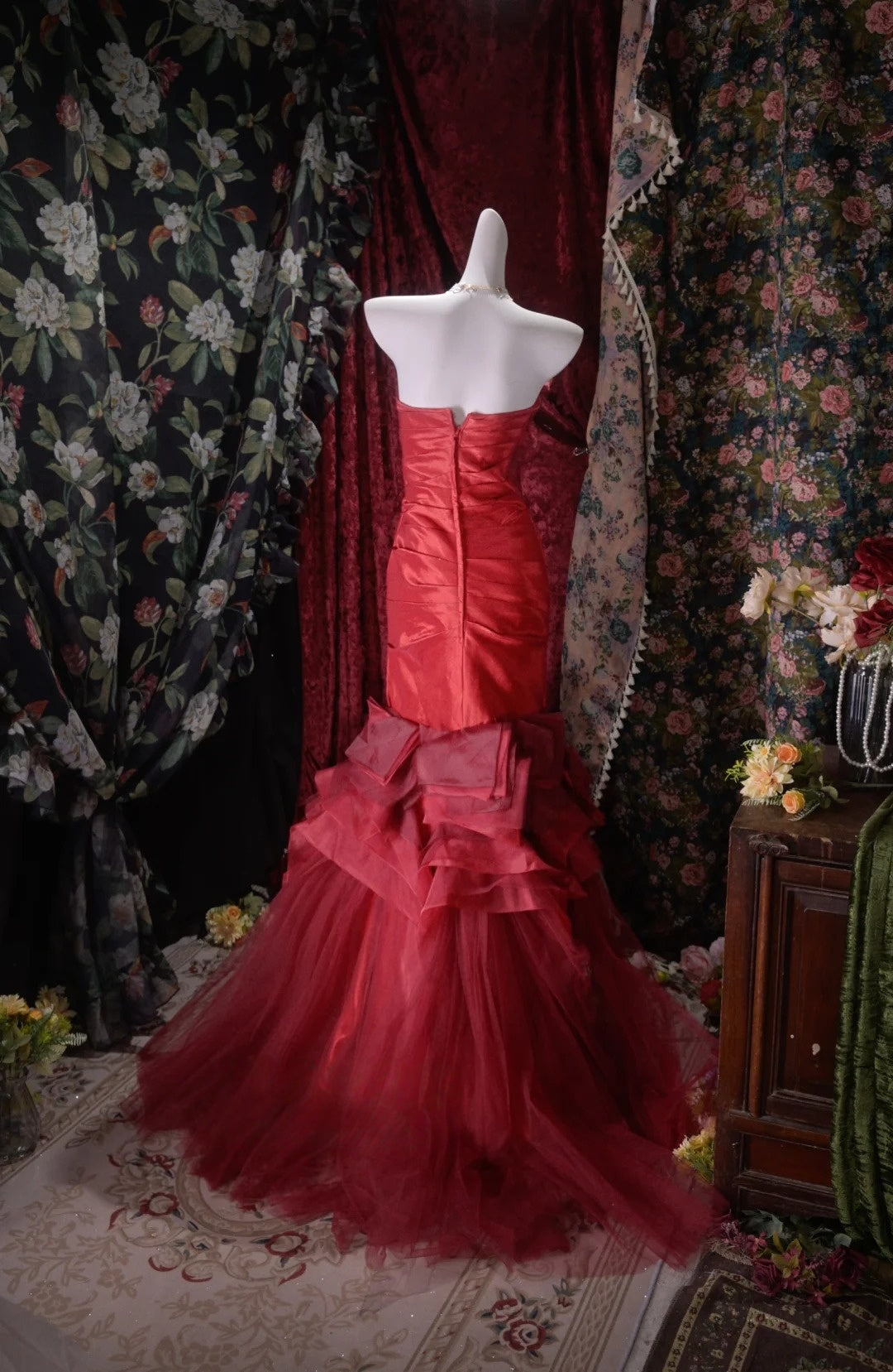 Robe de bal bustier violette en satin avec appliques, robe de soirée formelle J9413