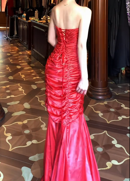 Robe de bal bustier violette en satin avec appliques, robe de soirée formelle J9413