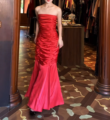 Robe de bal bustier violette en satin avec appliques, robe de soirée formelle J9413
