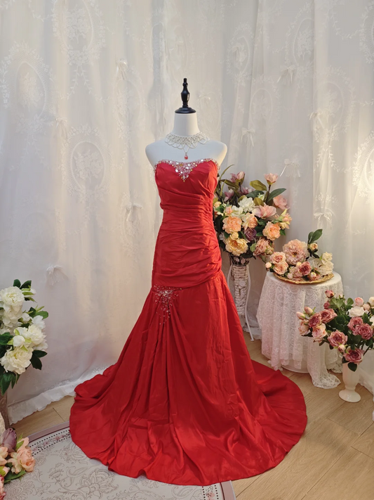 Robe de bal bustier violette en satin avec appliques, robe de soirée formelle J9413