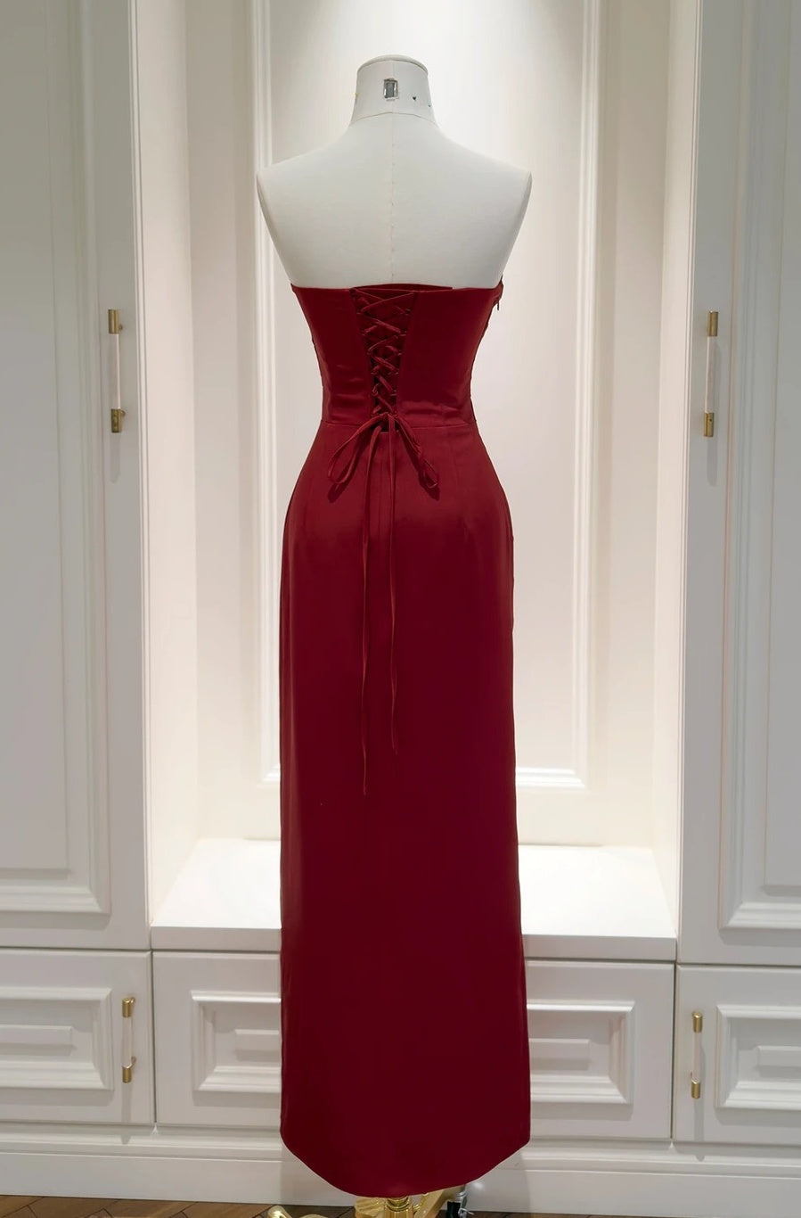 Trägerloses silbernes Vintage-Abendkleid, A-Linie, Geburtstagskleid J9370