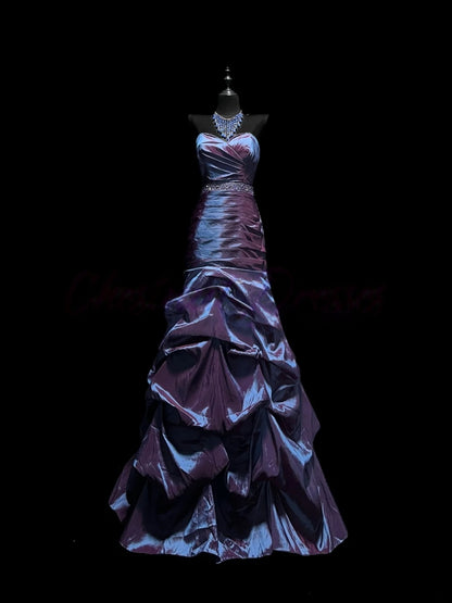 Trägerloses silbernes Vintage-Abendkleid, A-Linie, Geburtstagskleid J9370