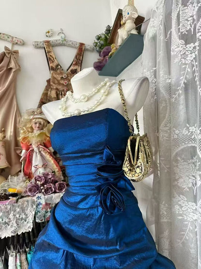 Robe de bal bustier violette en satin avec appliques, robe de soirée formelle J9413