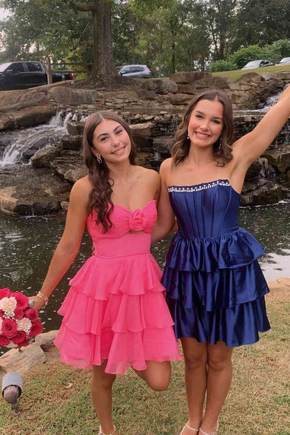 Robe de bal bustier violette en satin avec appliques, robe de soirée formelle J9413