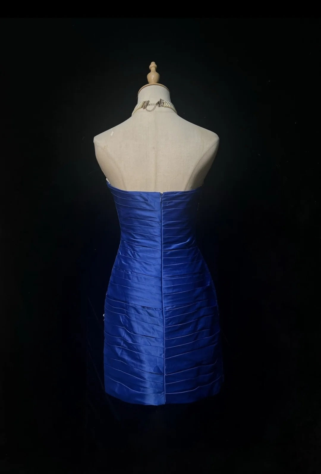 Trägerloses silbernes Vintage-Abendkleid, A-Linie, Geburtstagskleid J9370