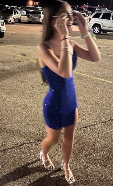 Strapless Royal Blue Sparkle Homecoming Dress With Slit  J11054