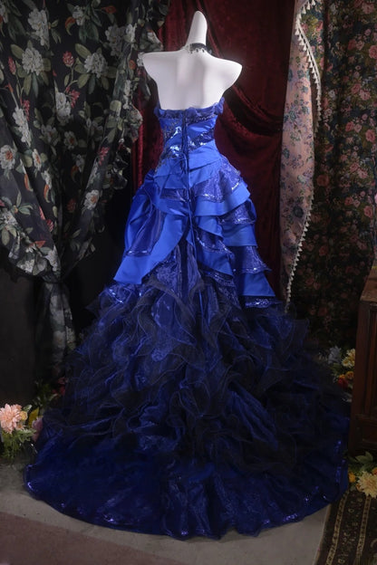 Strapless Royal Blue Sweet 16 Birthday Dress A Line Formal Prom Dress J10186