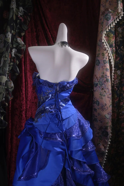 Strapless Royal Blue Sweet 16 Birthday Dress A Line Formal Prom Dress J10186
