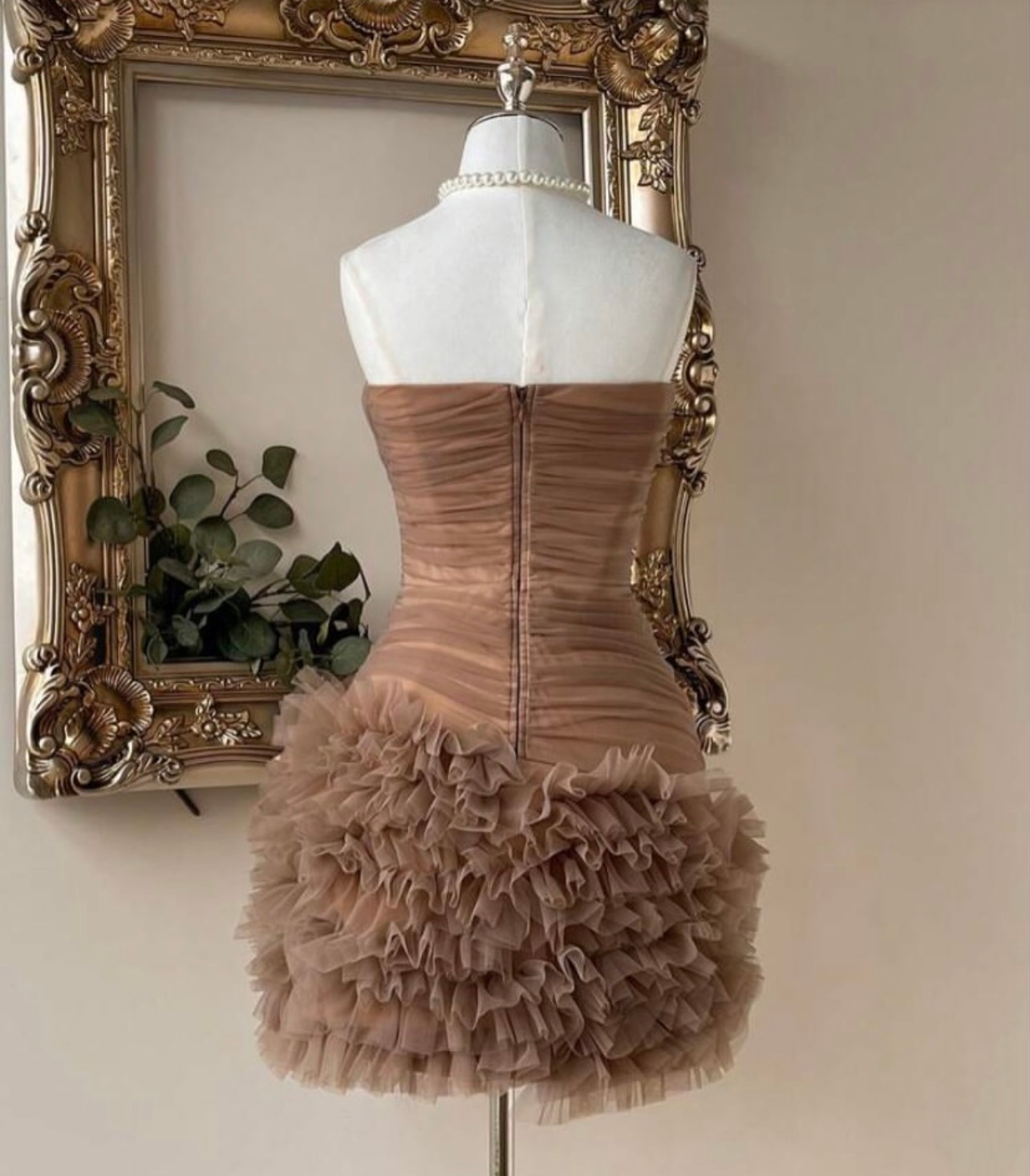 Strapless Ruffled Sheath Homecoming Dress Tulle Birthday Dress  J11357