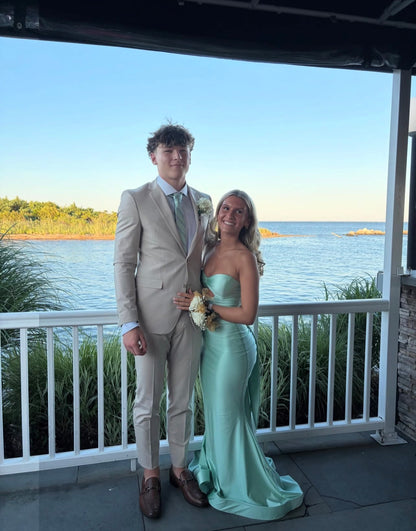 Strapless Satin Formal Prom Dress Mermaid Evening Gown  J11787