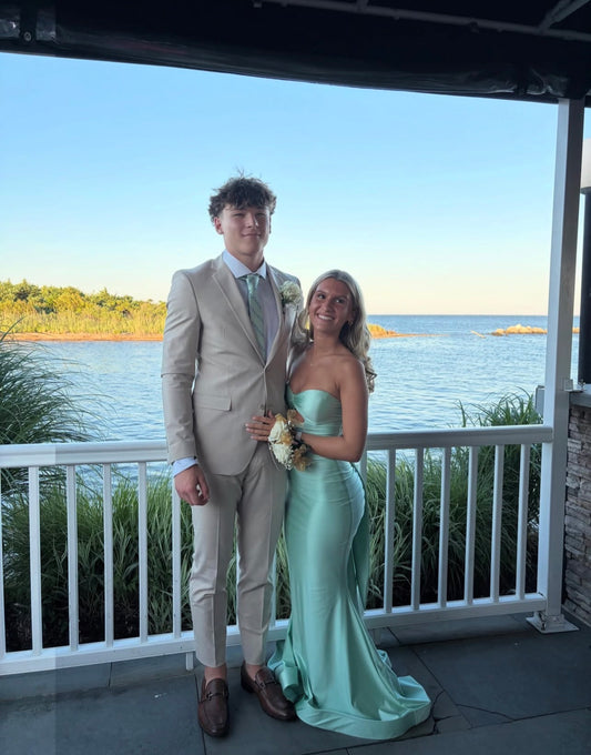 Strapless Satin Formal Prom Dress Mermaid Evening Gown  J11787