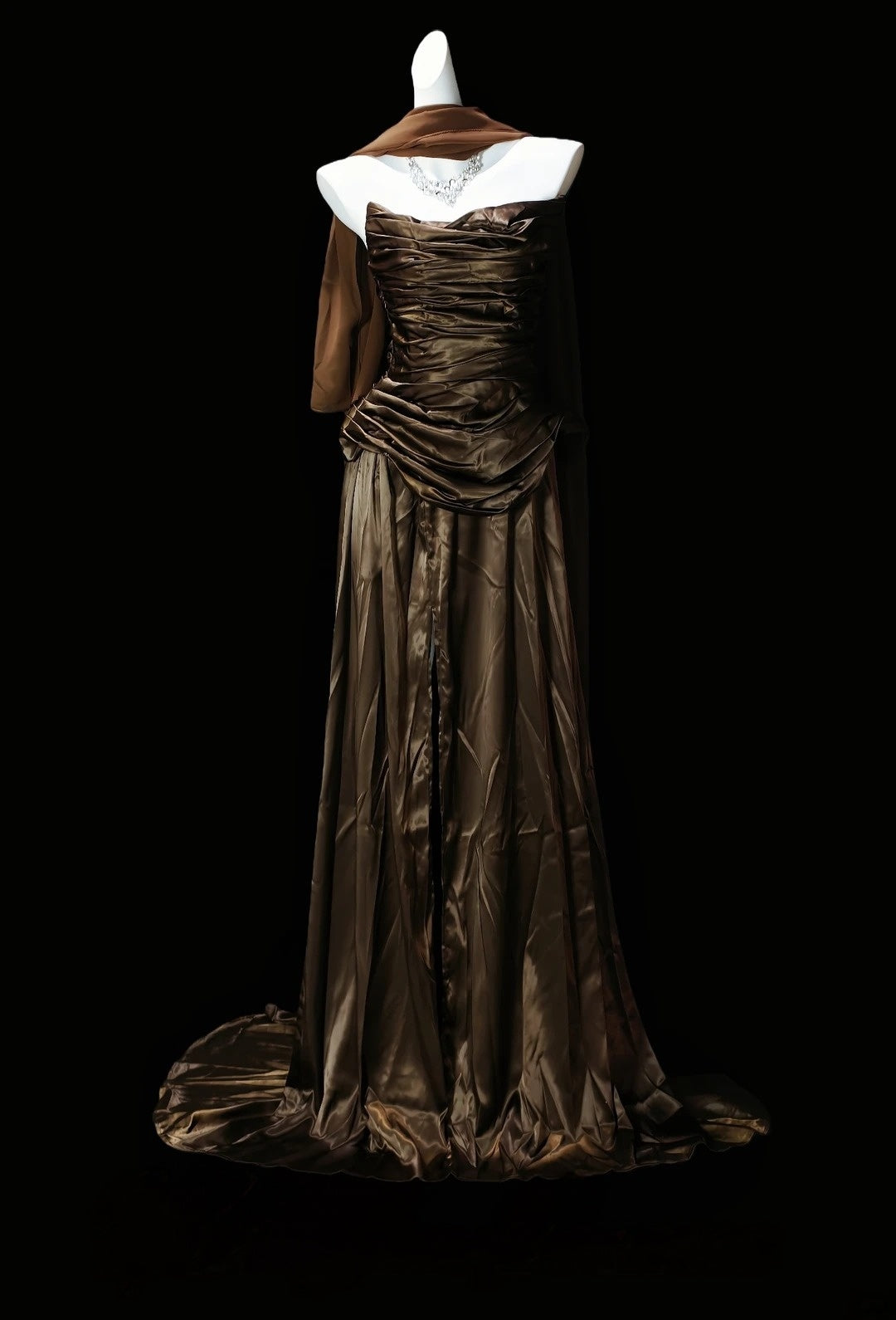 Strapless Satin Formal Prom Dress Retro Evening Gown  J11819