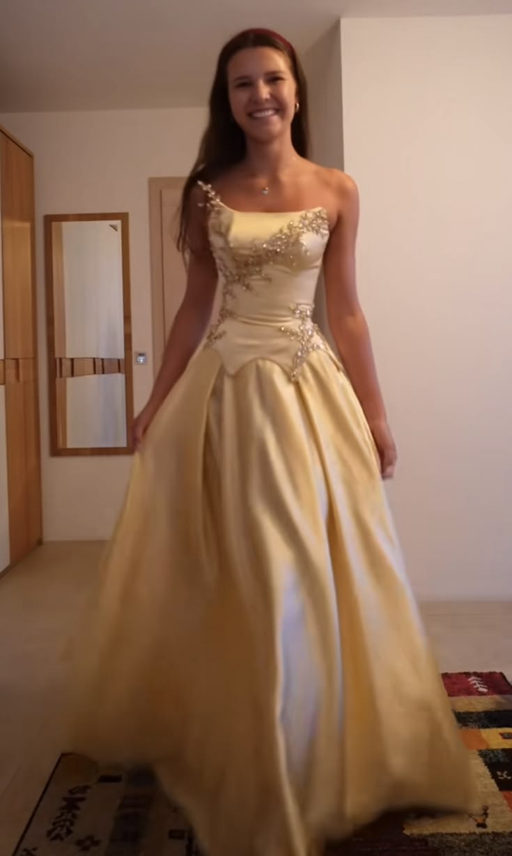 Strapless Satin Retro Formal Prom Dress Beaded Evening Gown  J11609
