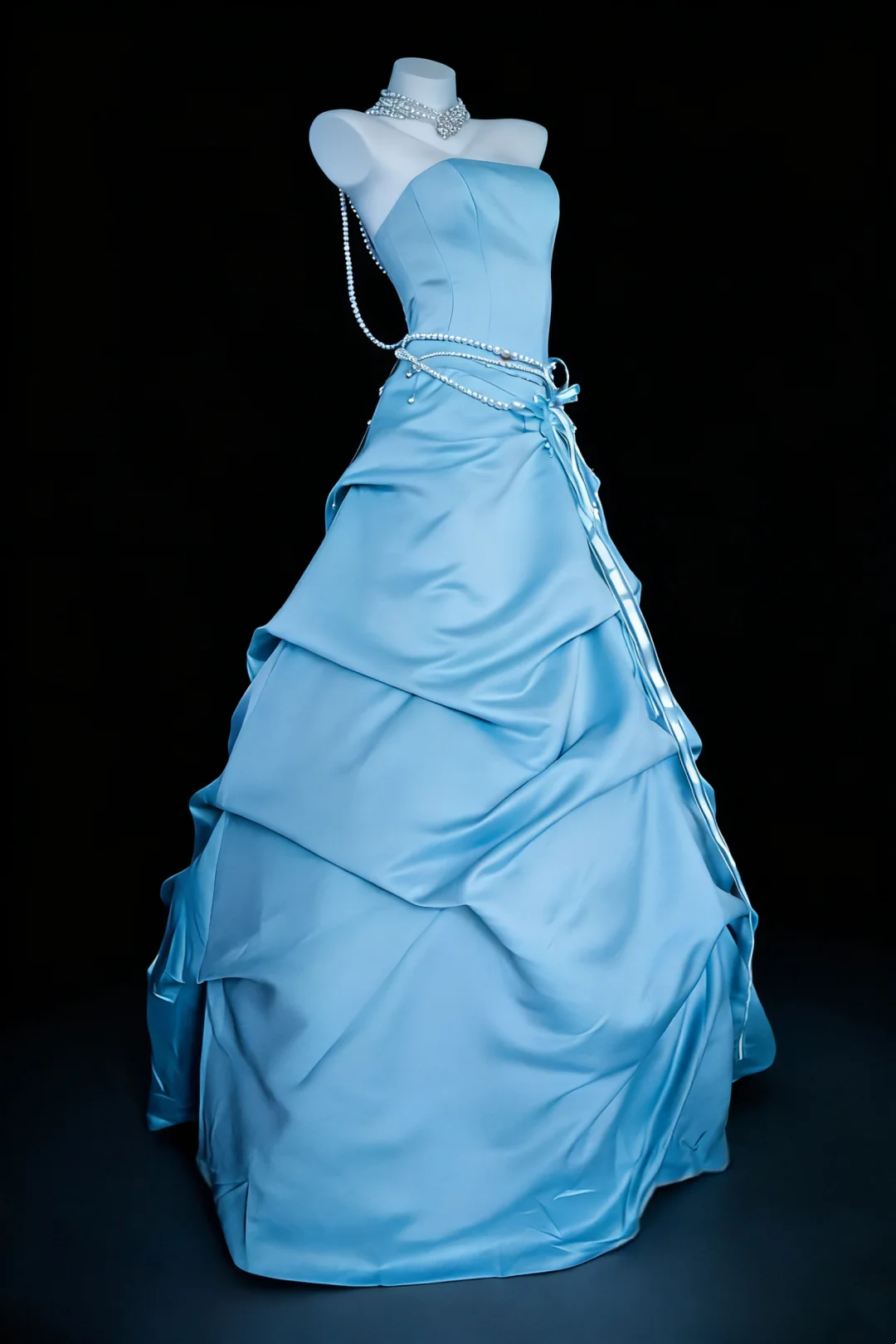 Strapless Sky Blue Prom Dress A Line Birthday Dress  J9737