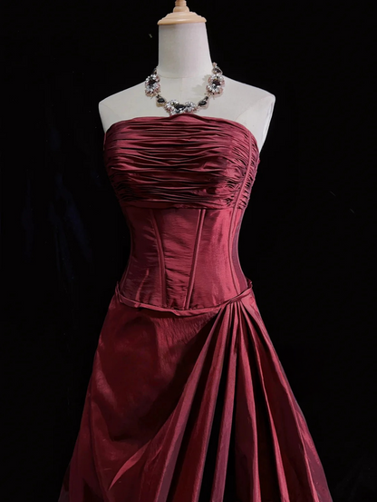 Robe de bal bustier violette en satin avec appliques, robe de soirée formelle J9413