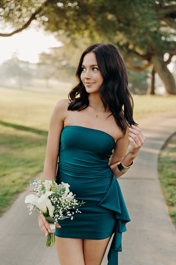 Strapless Turquoise Green Homecoming Dress Short Cocktail Dress  J11412