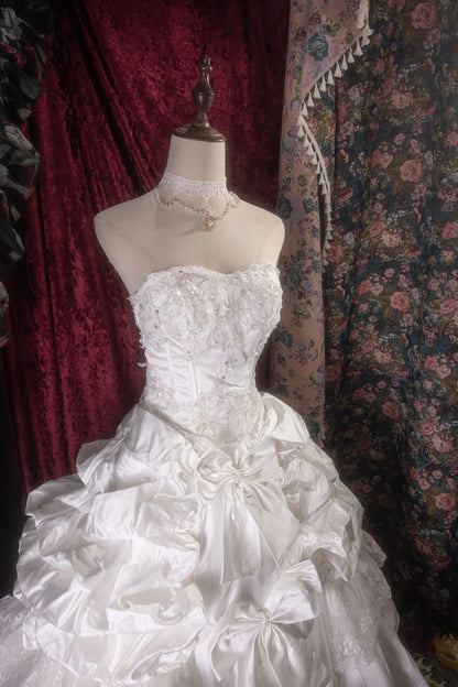Strapless White Ball Gown Birthday Dress Sweet Wedding Dress J10189