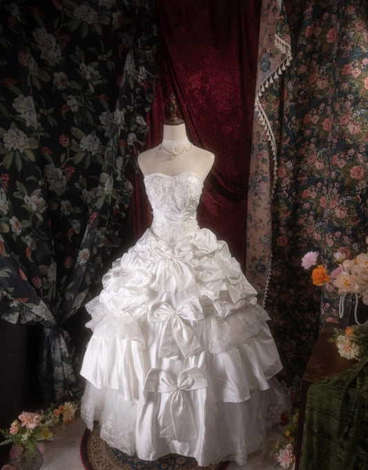 Strapless White Ball Gown Birthday Dress Sweet Wedding Dress J10189