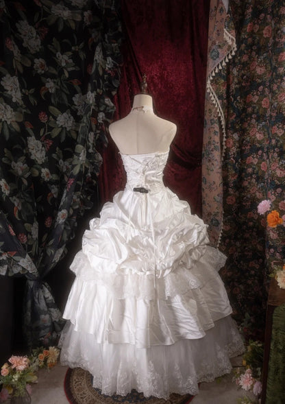 Strapless White Ball Gown Birthday Dress Sweet Wedding Dress J10189