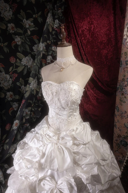 Strapless White Ball Gown Birthday Dress Sweet Wedding Dress J10189