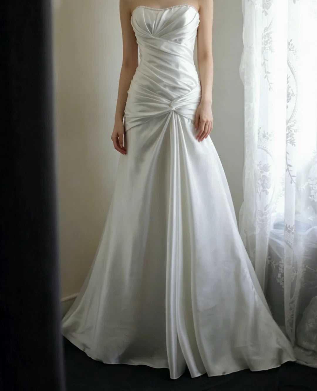 Strapless White Mermaid Wedding Dress With Bridal  J10807