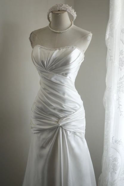 Strapless White Mermaid Wedding Dress With Bridal  J10807