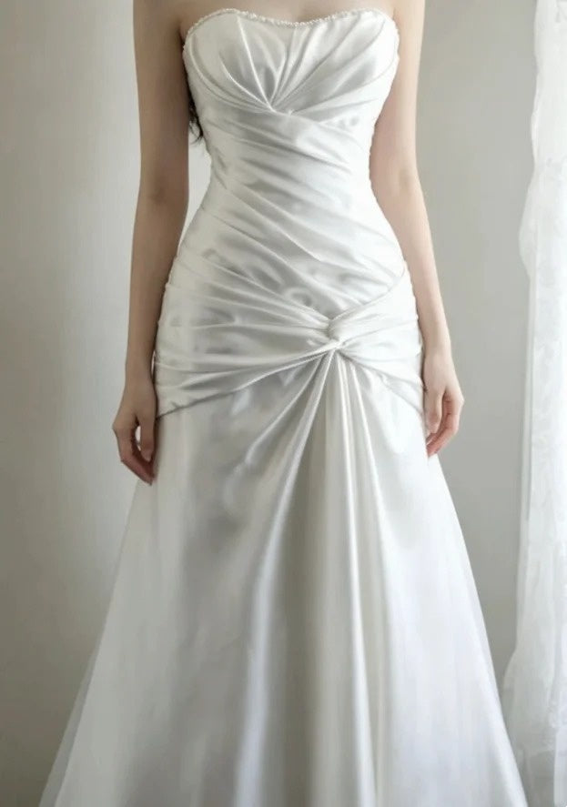 Strapless White Mermaid Wedding Dress With Bridal  J10807
