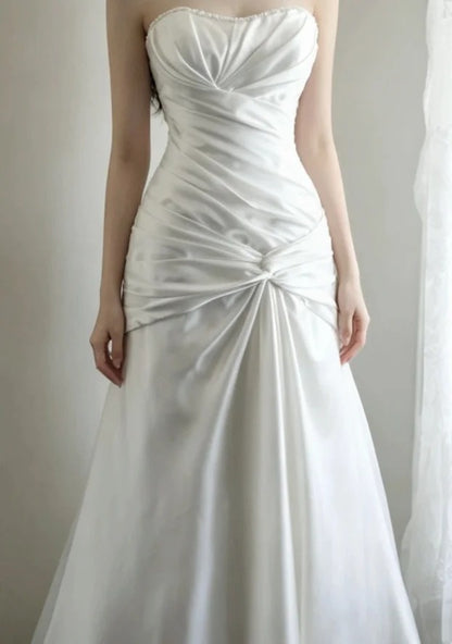 Strapless White Mermaid Wedding Dress With Bridal  J10807