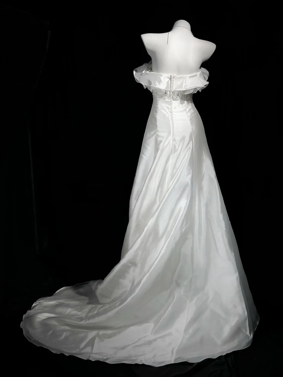 Trägerloses silbernes Vintage-Abendkleid, A-Linie, Geburtstagskleid J9370