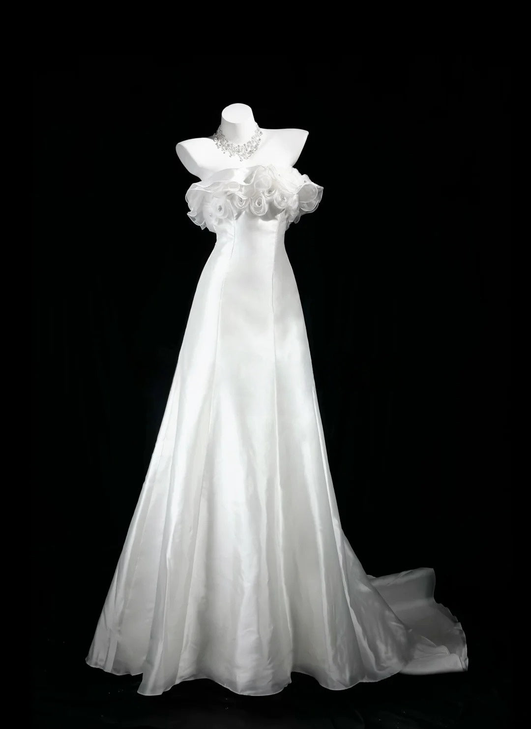 Trägerloses silbernes Vintage-Abendkleid, A-Linie, Geburtstagskleid J9370