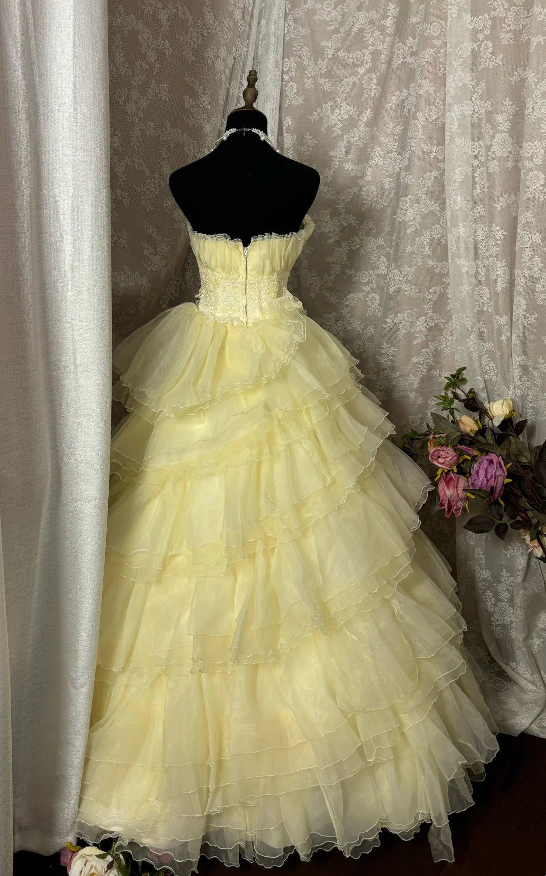 Strapless Yellow Ball Gown Quinceanera Dresses Layered Sweet 16 Birthday Dress  J10000