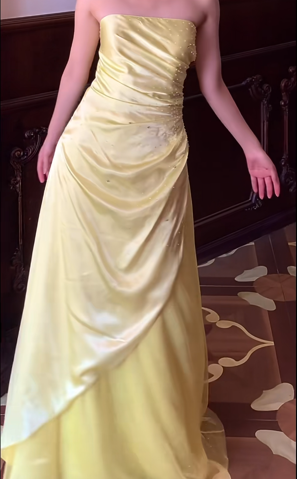 Robe de bal bustier violette en satin avec appliques, robe de soirée formelle J9413