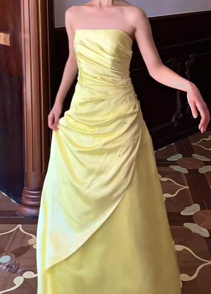 Robe de bal bustier violette en satin avec appliques, robe de soirée formelle J9413