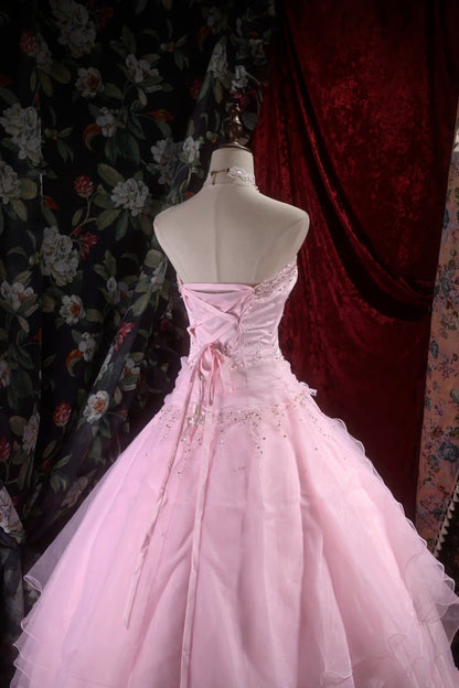 Strapless A Line Pink Tulle Prom Dress Sweet 16 Birthday Dress J10185