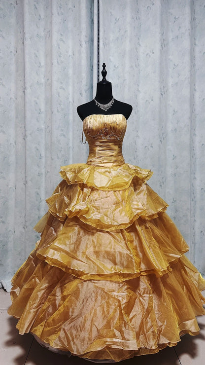 Robe de bal bustier violette en satin avec appliques, robe de soirée formelle J9413